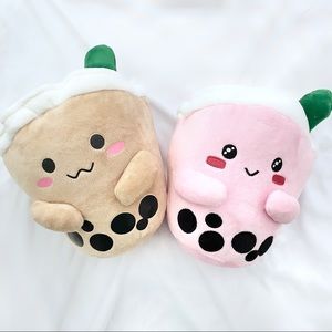 2 milk tea boba plushies